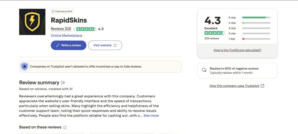 Screenshot 2025-10-13 at 140013 – CS2 Guide trustpilot Rapidskins