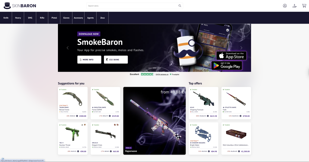 skinbaron website screenshot – CS2 Guide skinbaron website screenshot