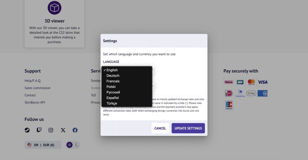 – CS2 Guide Region language list SkinBaron