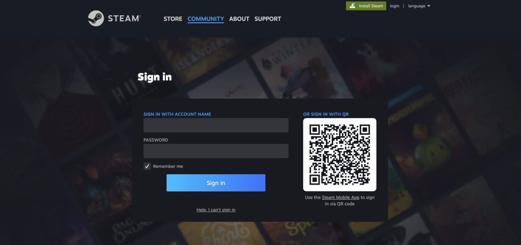 Sign up with steam Skincashier